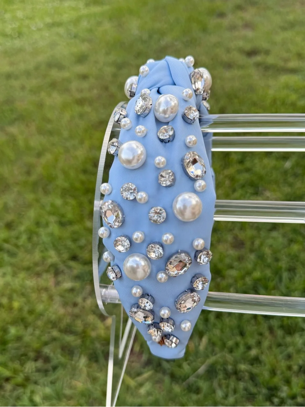 NEW Lele Sadoughi x Stoney Clover Lane Periwinkle Headband Pearls Crystals SCL